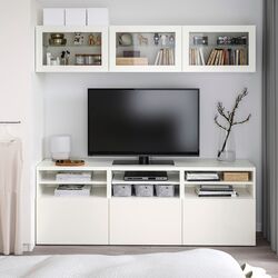 Гостиная Ikea Besta/Lappviken стекло/ящик c нажимными направляющими 180x42x192 (Белый) Thumb