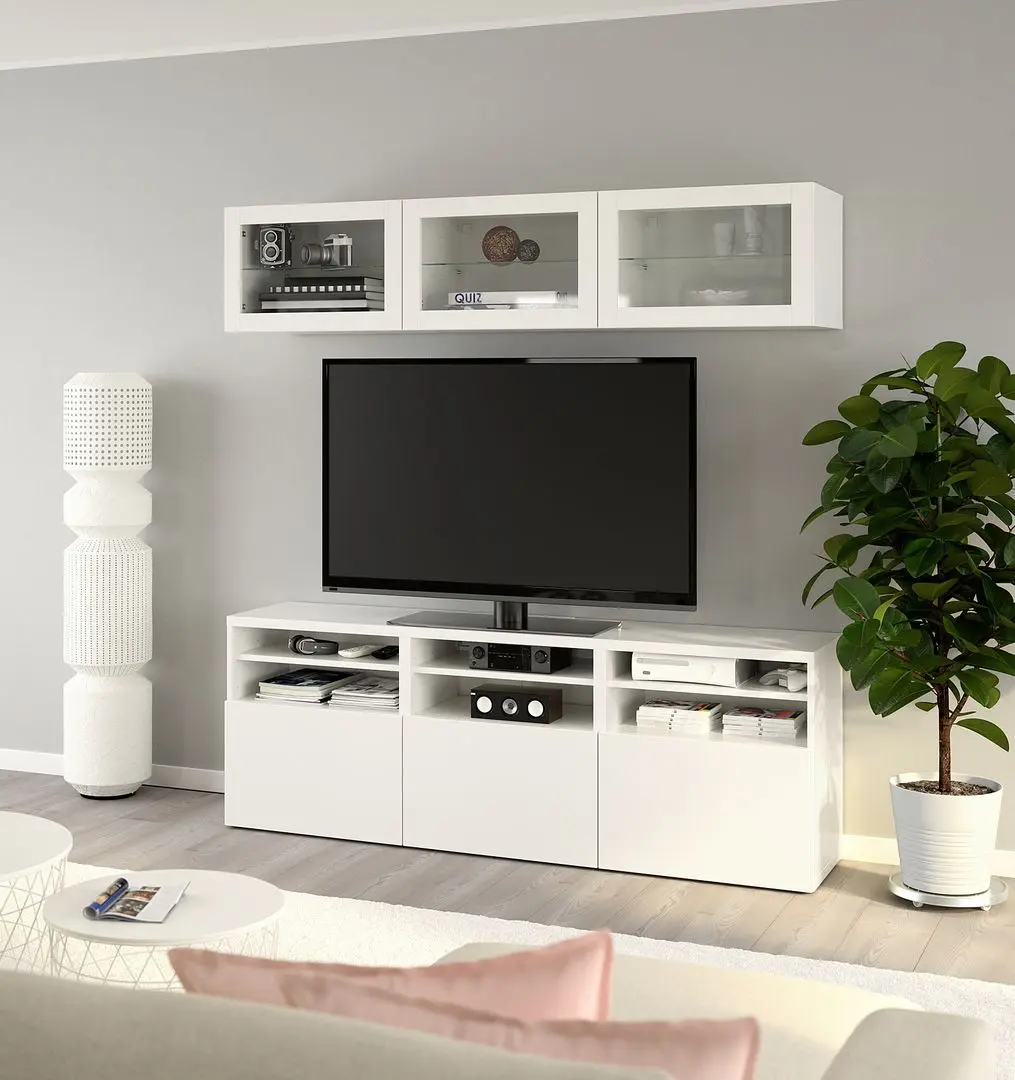 Гостиная Ikea Besta/Lappviken стекло/ящик c нажимными направляющими 180x42x192 (Белый)