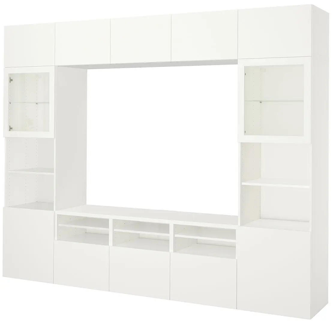 Гостиная Ikea Besta/Lappviken стекло/ящик c нажимными направляющими 300x42x231 (Белый) - 2