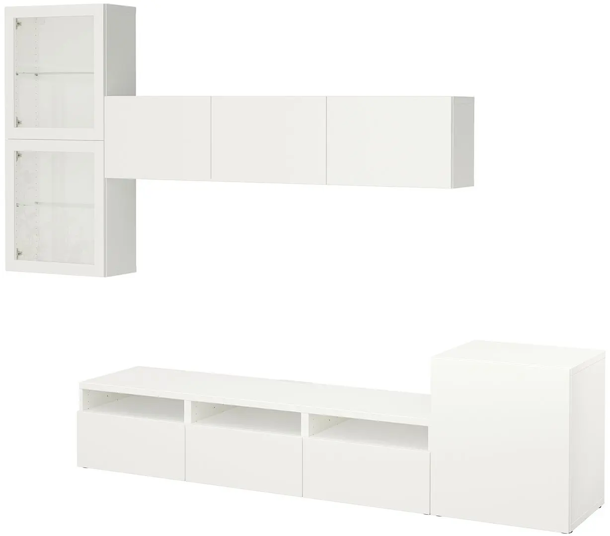 Living Ikea Besta/Lappviken sticla/sina sertar cu inchidere lina 300x42x211 (Alb)