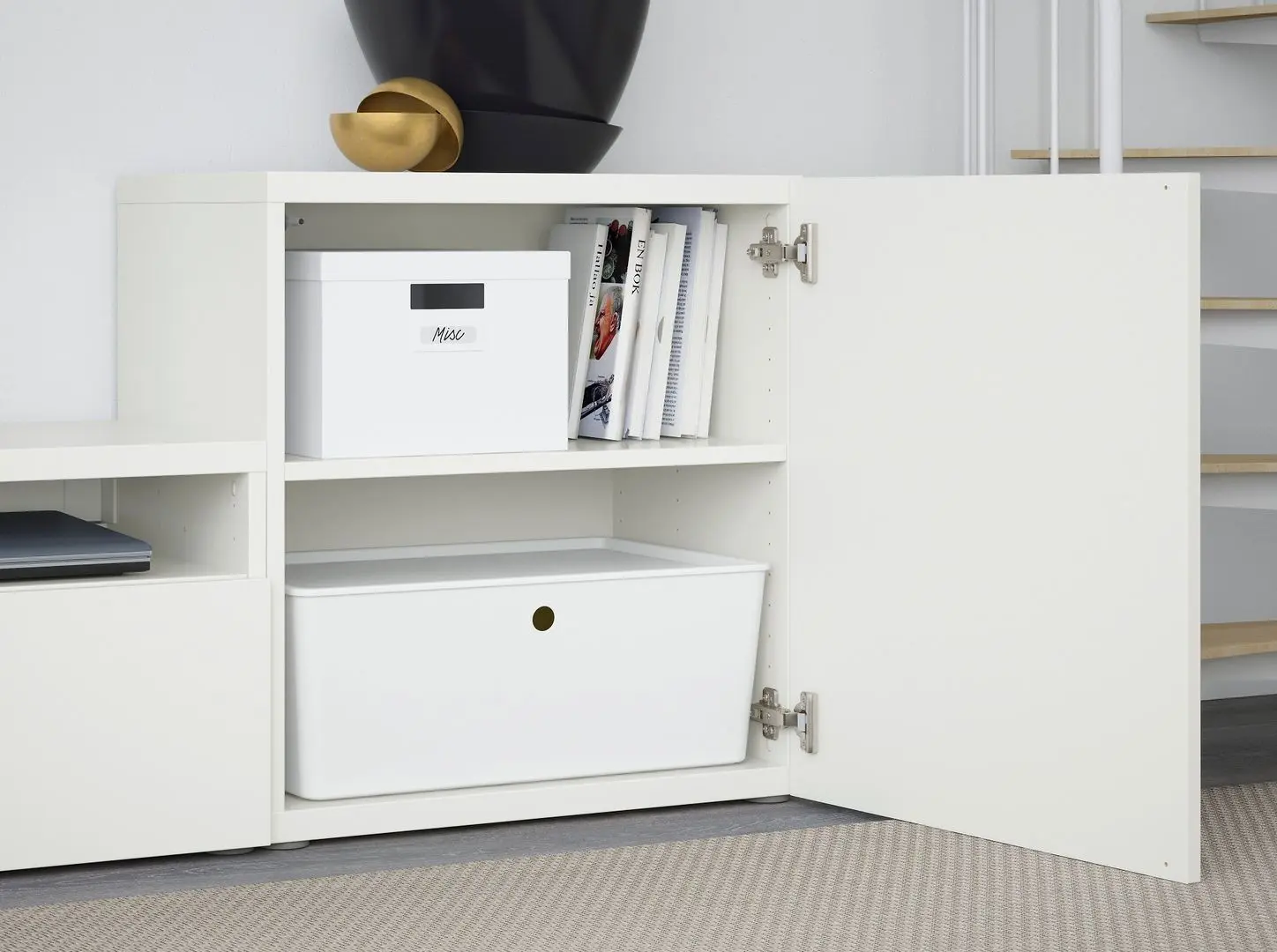 Living Ikea Besta/Lappviken sticla/sina sertar cu inchidere lina 300x42x211 (Alb)