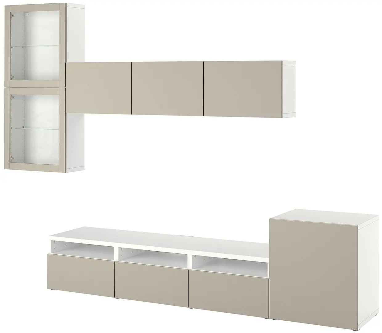 Living Ikea Besta/Lappviken sticla/sina sertar cu inchidere lina 300x42x211 (Alb/Gri-bej deschis) - 2
