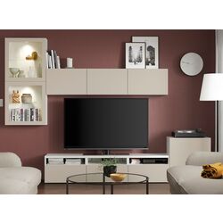Living Ikea Besta/Lappviken sticla/sina sertar cu inchidere lina 300x42x211 (Alb/Gri-bej deschis)