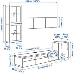 Living Ikea Besta/Lappviken sticla/sina sertar cu inchidere lina 300x42x211 (Alb/Gri-bej deschis) Thumb