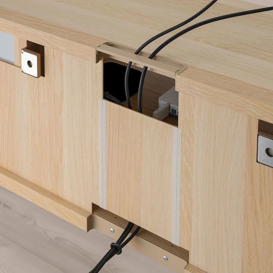 Гостиная Ikea Besta/Lappviken стекло/ящик с плавно-закрывающимися направляющими 300x42x211 (Имитация состаренного дуба/Имитация белого дуба) - 5