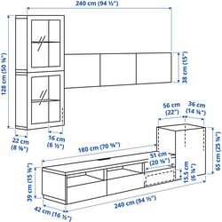 Гостиная Ikea Besta/Lappviken стекло/ящик с плавно-закрывающимися направляющими 300x42x211 (Имитация состаренного дуба/Имитация белого дуба) Thumb