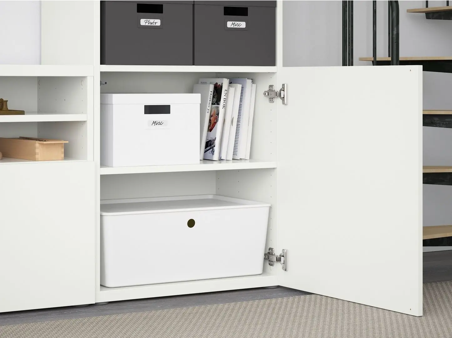 Living Ikea Besta/Lappviken sticla/sina sertar cu inchidere lina 300x42x231 (Alb) - 7