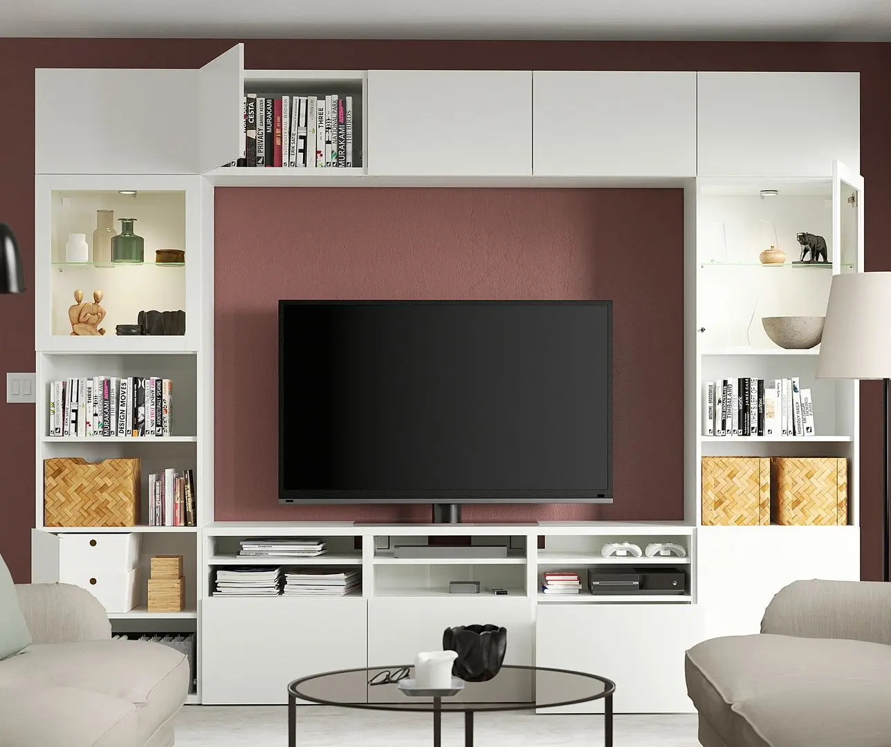 Living Ikea Besta/Lappviken sticla/sina sertar cu inchidere lina 300x42x231 (Alb) - 8