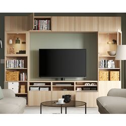 Living Ikea Besta/Lappviken sticla/sina sertar cu inchidere lina 300x42x231 (Aspect stejar antichizat/Aspect stejar alb) Thumb