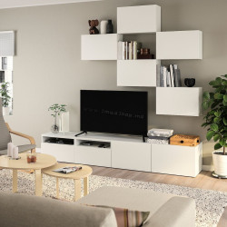 Living Ikea Besta/Lappviken glisiera sertar cu sistem apasare 240x42x230 (Alb)