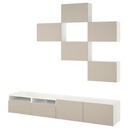Living Ikea Besta/Lappviken glisiera sertar cu sistem apasare 240x42x230 (Alb/Bej-gri-deschis) Thumb