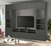 Living Ikea Besta deschidere apăsare 300x42x231 (Gri închis Lappviken/Sindvik Gri Inchis)