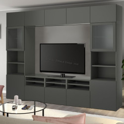 Living Ikea Besta deschidere apăsare 300x42x231 (Gri închis Lappviken/Sindvik Gri Inchis)