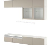 Living Ikea Besta sină sertar închidere lină 240x42x231 (Alb Sindvik/Lappviken Gri Deschis/Bej)