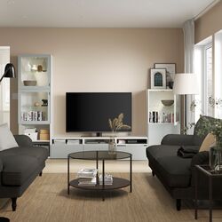 Гостиная Ikea Besta плавно-закрывающиеся направляющие 300x42x193 (Белый Глассвик/Сельсвикен Светло-серо-голубой) Thumb