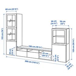 Гостиная Ikea Besta плавно-закрывающиеся направляющие 300x42x193 (Белый Глассвик/Сельсвикен Светло-серо-голубой) Thumb