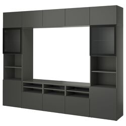 Гостиная Ikea Besta плавно-закрывающиеся направляющие 300x42x231 (Темно-серый Лаппвикен/Фаллсвик Антрацит) Thumb