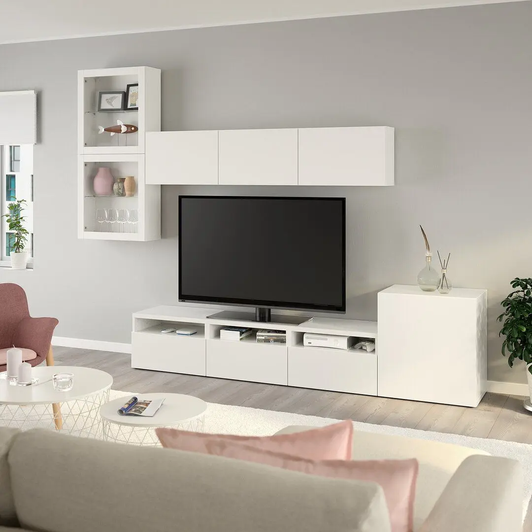 Living Ikea Besta usi sticla 300x42x211 (Alb/Lappviken sticlă alb) - 2