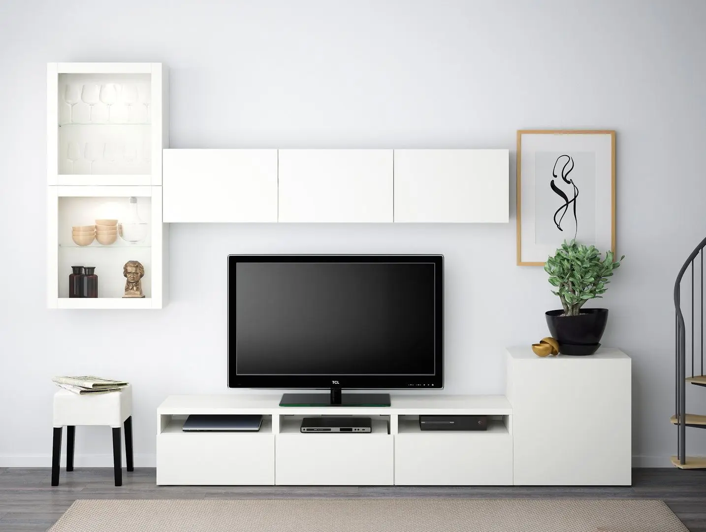 Living Ikea Besta usi sticla 300x42x211 (Alb/Lappviken sticlă alb) - 3