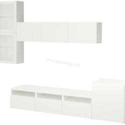 Living Ikea Besta usi sticla 300x42x211 (Alb/Lappviken sticlă alb)