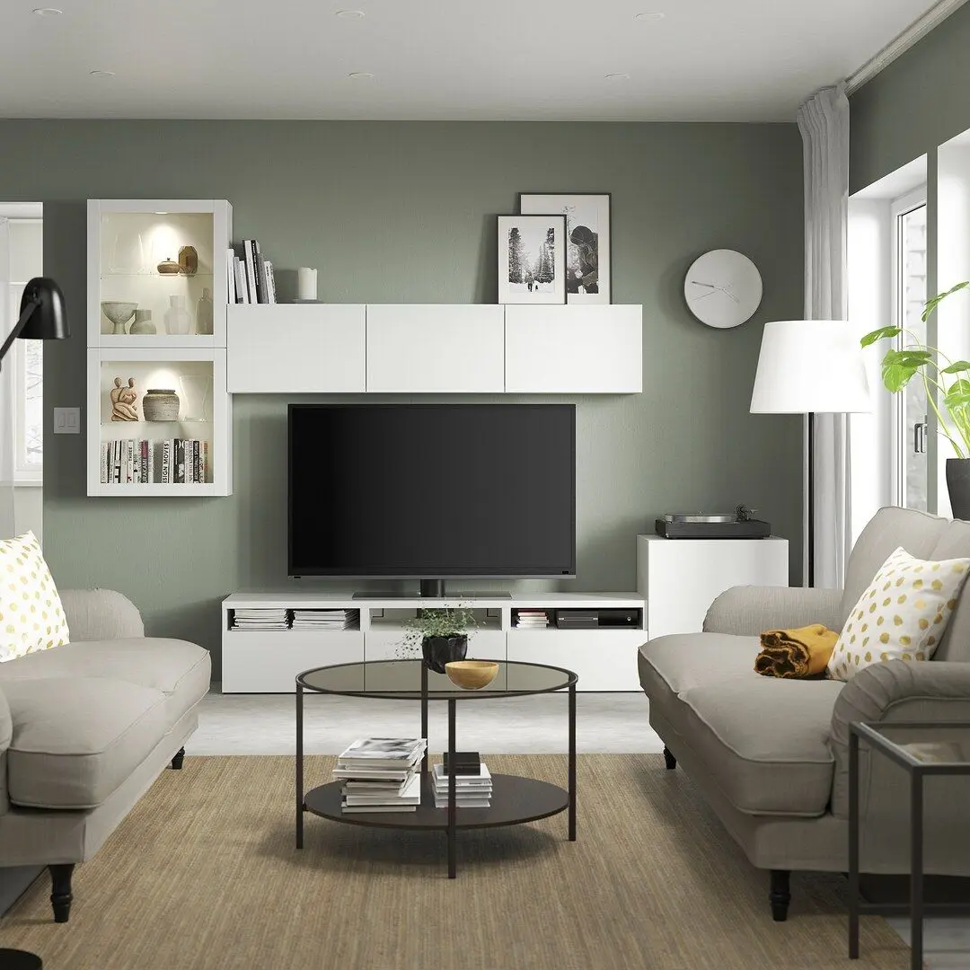 Living Ikea Besta usi sticla 300x42x211 (Alb/Lappviken sticlă alb) - 9