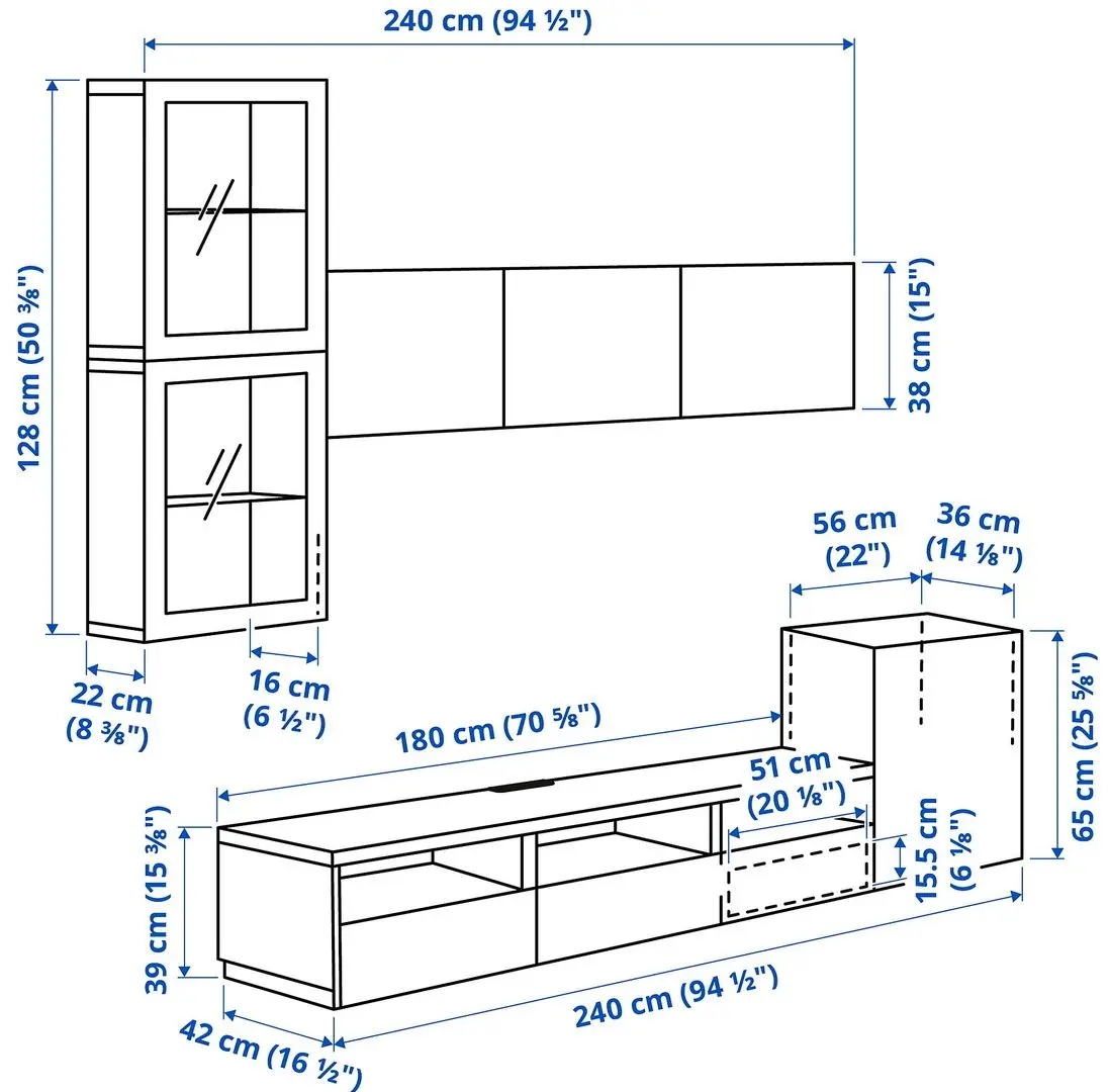 Living Ikea Besta usi sticla 300x42x211 (Alb/Lappviken sticlă alb) - 10