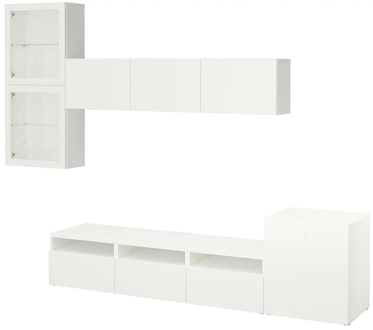 Living Ikea Besta usi sticla 300x42x211 (Alb/Lappviken sticlă alb)