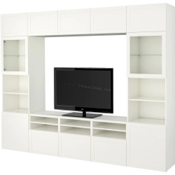 Living Ikea Besta usi sticla 300x42x231 (Alb/Hanviken sticlă alb)