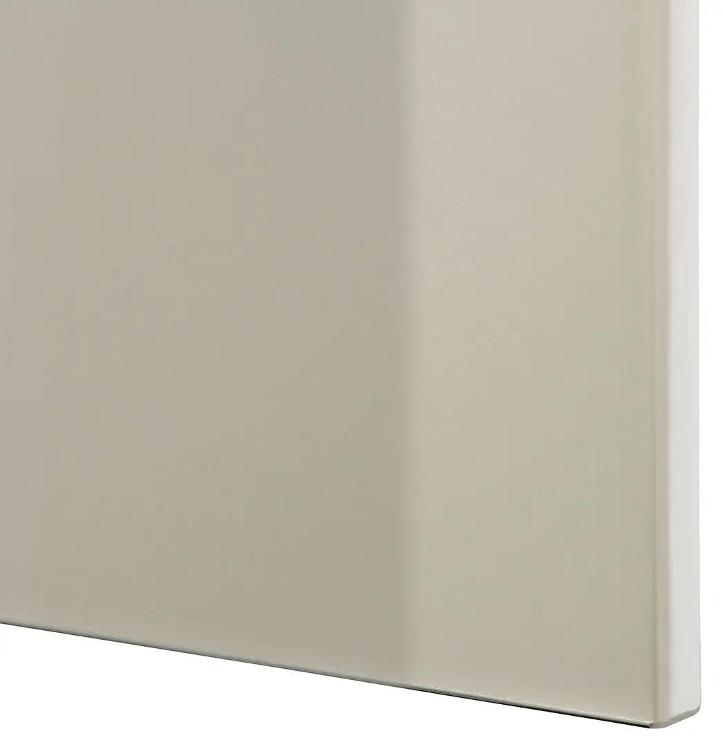 Living Ikea Besta/Selsviken sticla mata/glisiera sertar cu sistem apasare 300x42x231 (Alb lucios/Bej) - 3