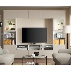 Гостиная Ikea Besta/Sindvik/Lappviken стекло/ящик с плавно-закрывающимися направляющими 300x42x231 (Белый/Светлый серо-бежевый)