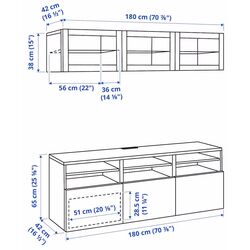 Гостиная Ikea Besta/Sindvik/Vasterviken стеклянные дверцы/плавно-закрывающиеся направляющие 180x42x192 (Темно-Серый) Thumb
