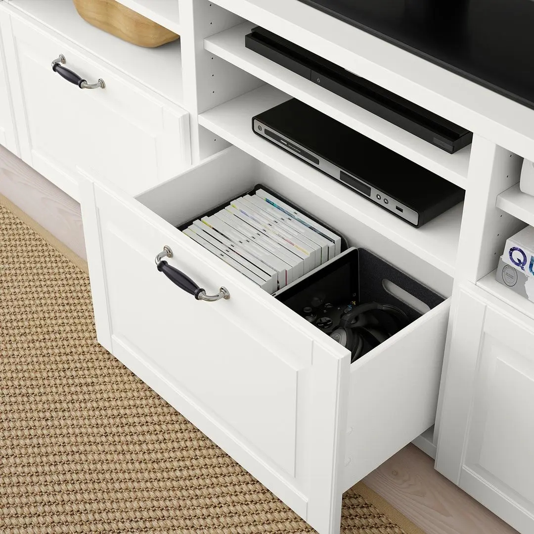 Living Ikea Besta/Smeviken/Ostvik sina sertar cu inchidere lina 300x42x231 (Alb) - 5