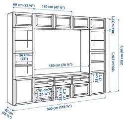 Living Ikea Besta/Smeviken/Ostvik sina sertar cu inchidere lina 300x42x231 (Alb) Thumb