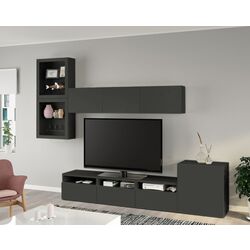 Living Ikea Besta usi sticla/deschidere apăsare 300x42x211 (Gri Inchis Lappviken/Sindvik Gri Inchis)