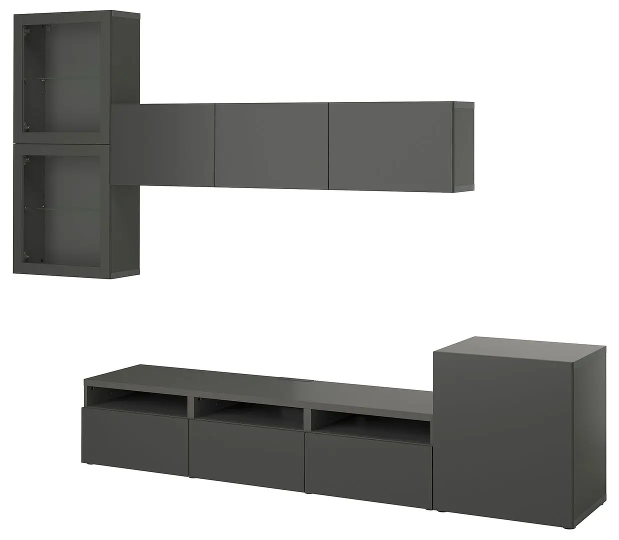 Living Ikea Besta usi sticla/deschidere apăsare 300x42x211 (Gri Inchis Lappviken/Sindvik Gri Inchis) - 2