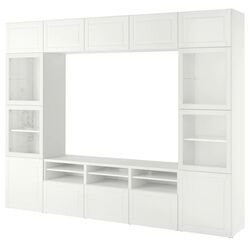 Гостиная Ikea Besta стеклянные дверцы/плавно-закрывающиеся направляющие 300x42x231 (Белый Смевикен/Оствик Белый)