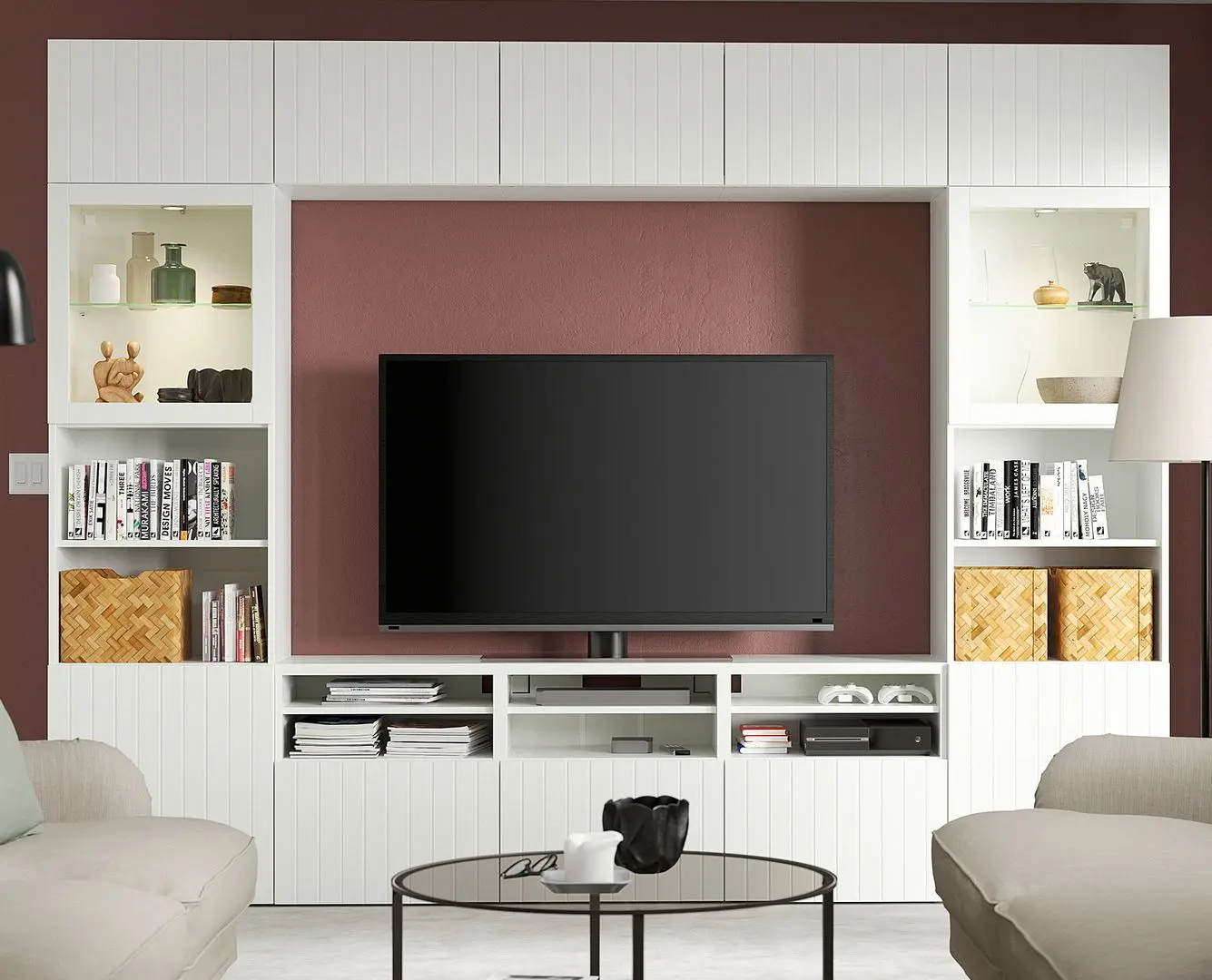 Гостиная Ikea Besta/Sutterviken/Sindvik ящик c нажимными направляющими 300x42x231 (Белый) - 6