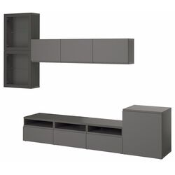 Living Ikea Besta/Vasterviken/Sindvik usi sticla/deschidere apasare 300x42x211 (Gri Inchis) Thumb