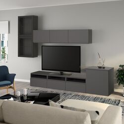 Living Ikea Besta/Vasterviken/Sindvik usi sticla/deschidere apasare 300x42x211 (Gri Inchis) Thumb