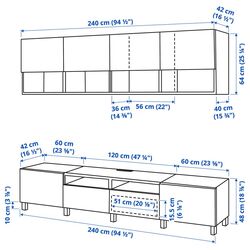 Living Ikea Besta/Vasterviken/Stubbarp glisiera sertar cu sistem apasare 240x42x230 (Alb) Thumb