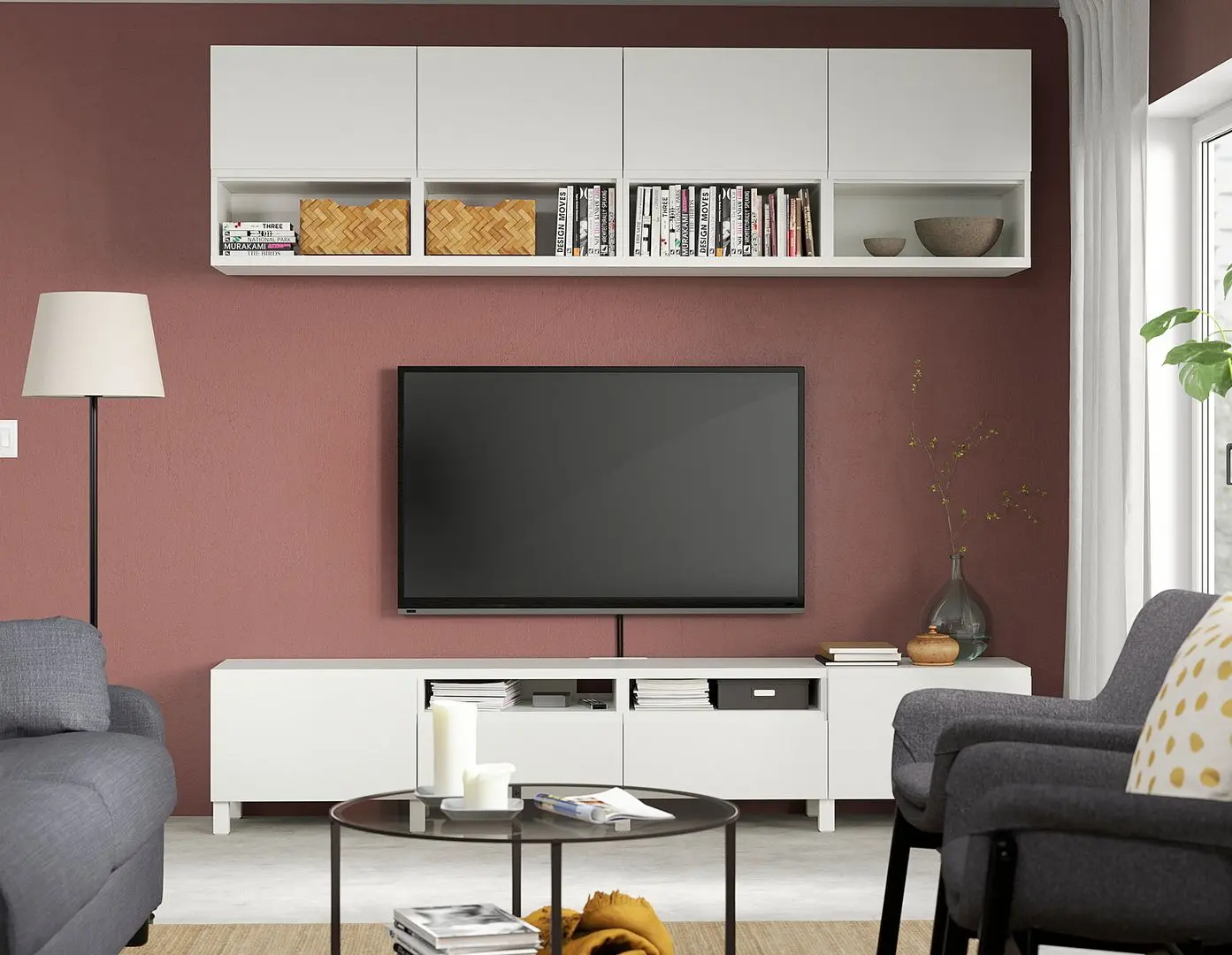 Living Ikea Besta/Vasterviken/Stubbarp glisiera sertar cu sistem apasare 240x42x230 (Alb)