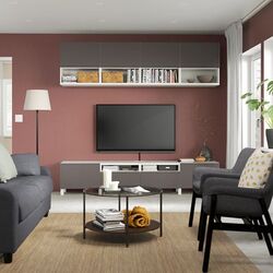 Living Ikea Besta sertare/deschidere apasare 240x42x230 (Alb/Vasterviken/Stubbarp Gri Inchis) Thumb