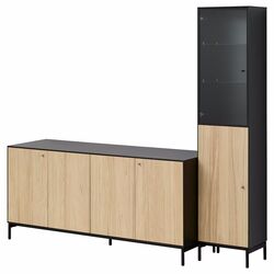 Living Ikea Boastad 203x185 (Negru/Furnir Stejar) Thumb