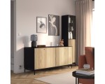 Living Ikea Boastad 203x185 (Negru/Furnir Stejar)