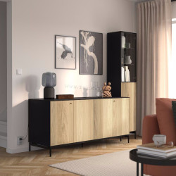 Гостиная Ikea Boastad 203x185 (Черный/Дубовый Шпон)