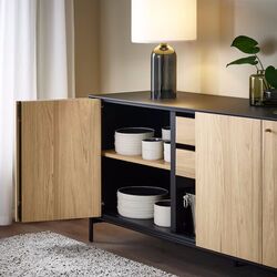 Living Ikea Boastad 203x185 (Negru/Furnir Stejar) Thumb
