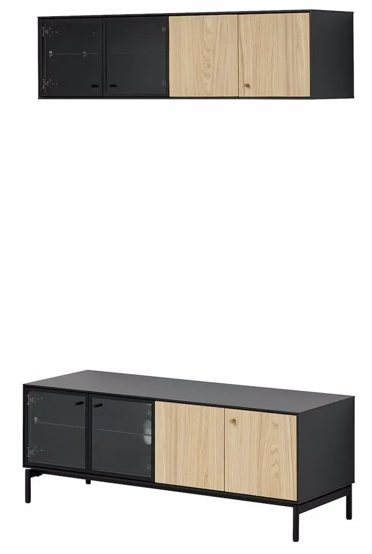 Living Ikea Boastad furnir 121x42 (Negru/Stejar)