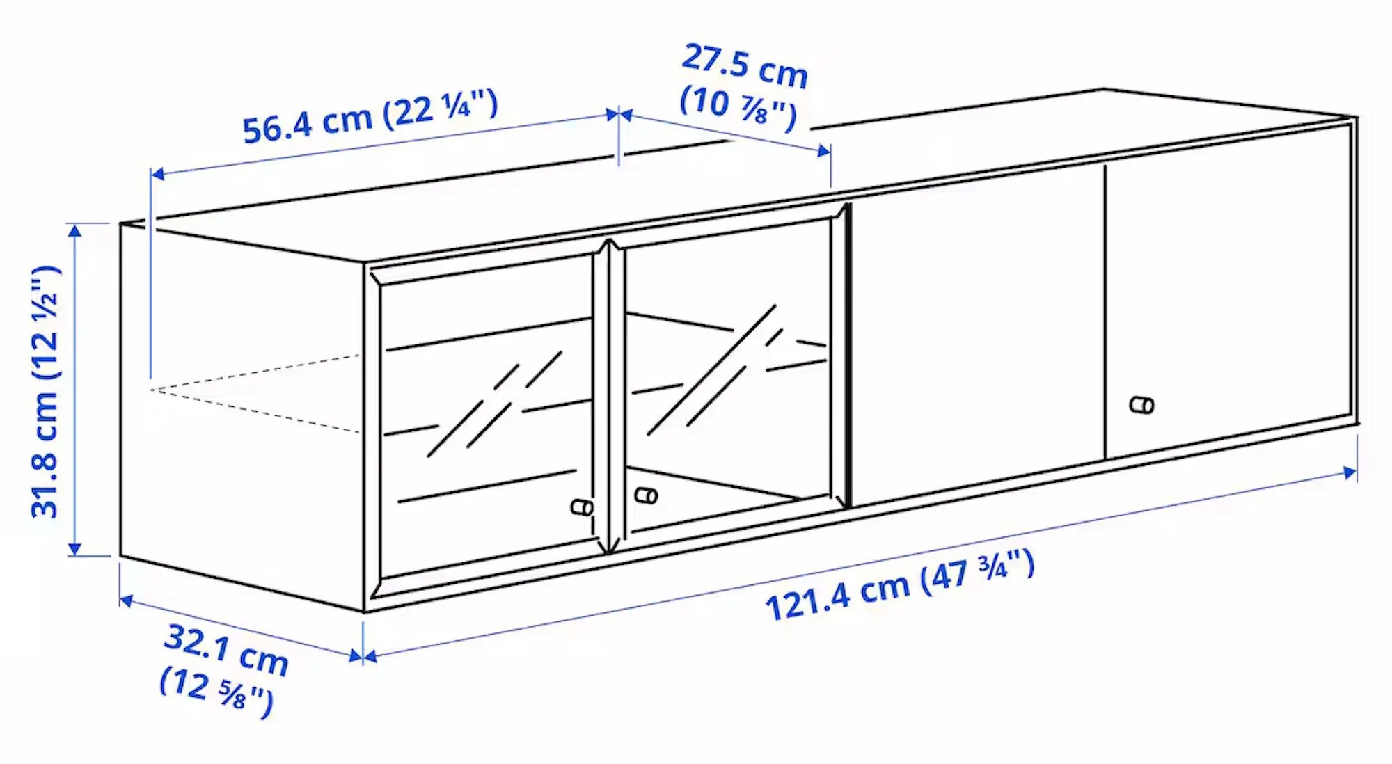 Living Ikea Boastad furnir 121x42 (Negru/Stejar)