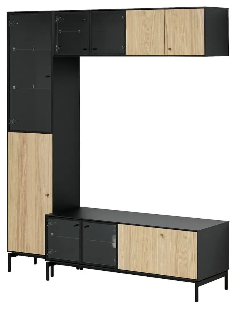 Living Ikea Boastad furnir 163x42x185 (Negru/Stejar)