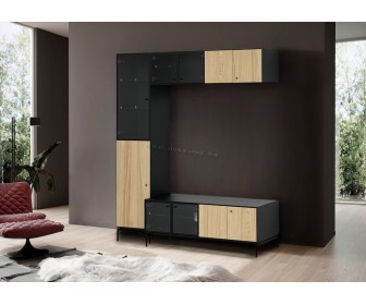 Living Ikea Boastad furnir 163x42x185 (Negru/Stejar)